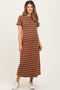 Rust Striped Maternity T-Shirt Dress
