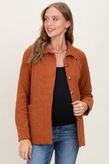 Rust Quilted Button Maternity Jacket