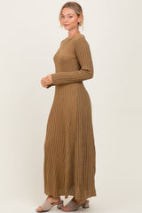 Mocha Ribbed Long Sleeve Maxi Dress