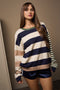 Navy Colorblock Stripe Oversized Sweater