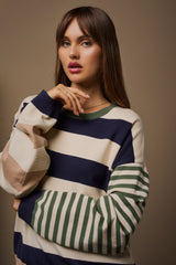 Navy Colorblock Stripe Oversized Sweater