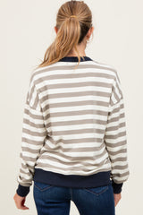 Navy Contrast Stripe Oversized Maternity Sweatshirt