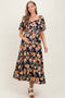 Navy Floral Tiered Puff Sleeve Maternity Maxi Dress