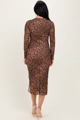 Brown Leopard Print Mesh Dress