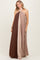 Brown Colorblock Pleated Halter Neck Maxi Dress