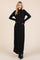 Black Textured Rib Quarter Zip Maxi Dress