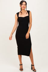 Black Cutout Fitted Maternity Midi Dress