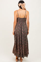 Olive Twist Front Tiered Midi Dress