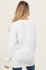 Cream Mineral Washed Drop Shoulder Long Sleeve Maternity Top