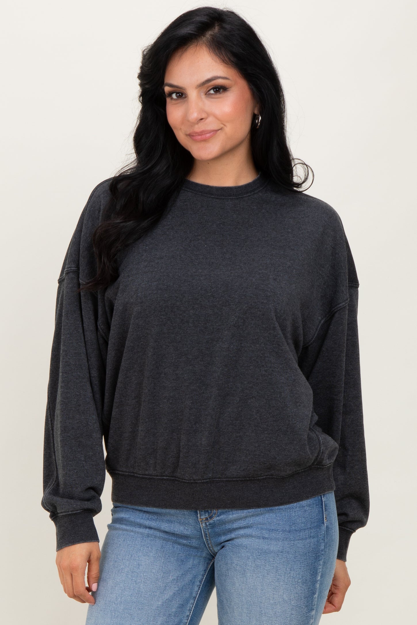 Black Long Sleeve Maternity Sweatshirt