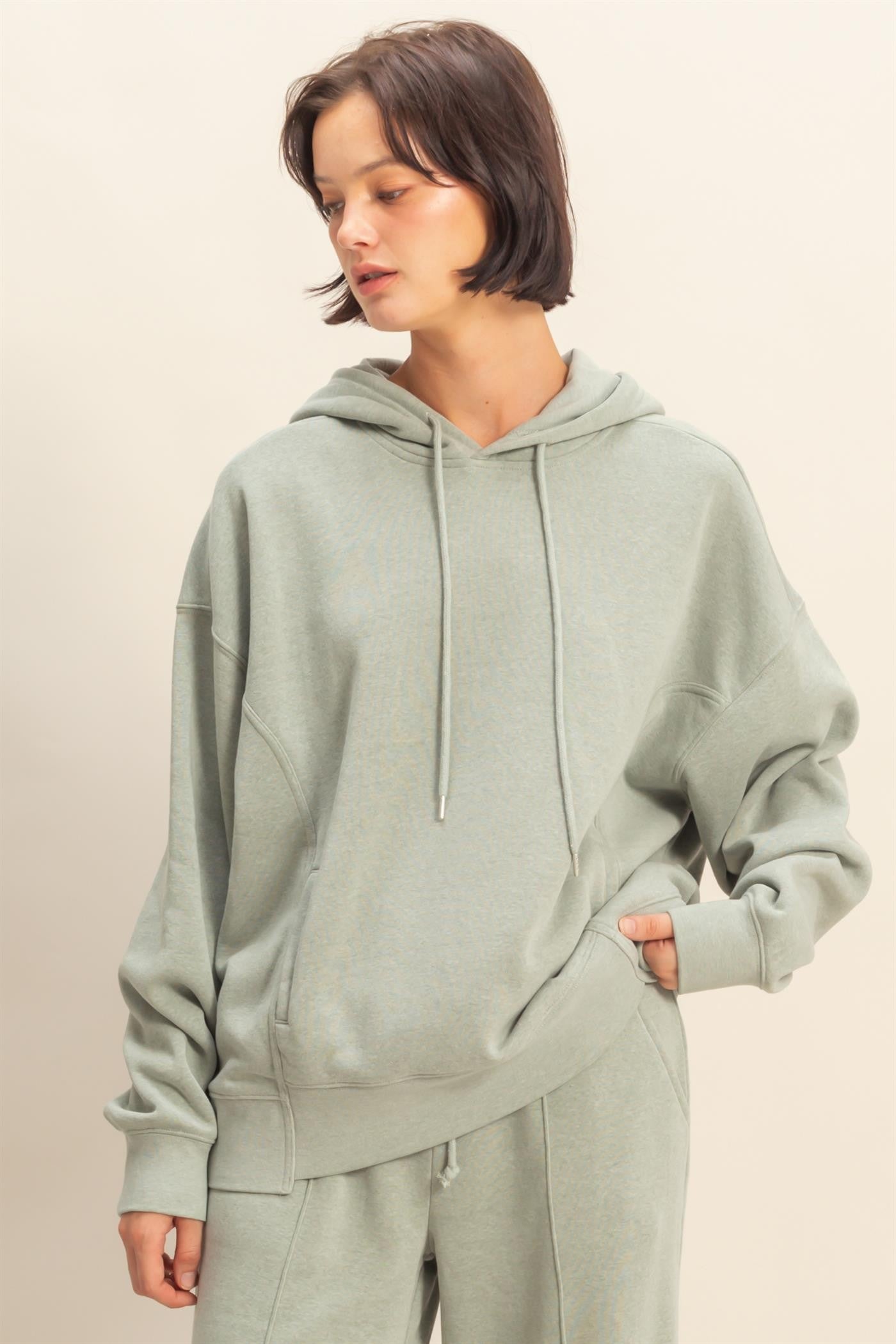Sage Green Drop Shoulder Long Sleeve Oversized Maternity Hoodie