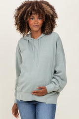 Sage Green Drop Shoulder Long Sleeve Oversized Maternity Hoodie