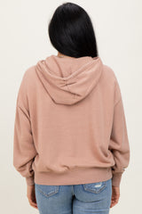 Beige Drop Shoulder Long Sleeve Oversized Hoodie