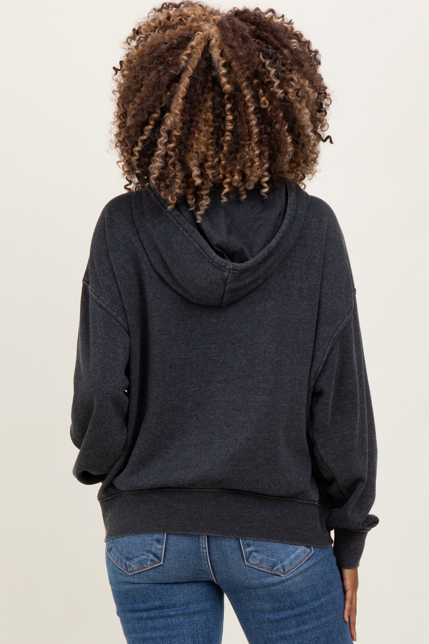 Black Drop Shoulder Long Sleeve Oversized Maternity Hoodie