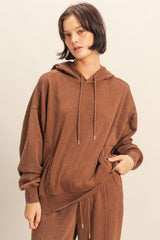 Camel Drop Shoulder Long Sleeve Oversized Maternity Hoodie