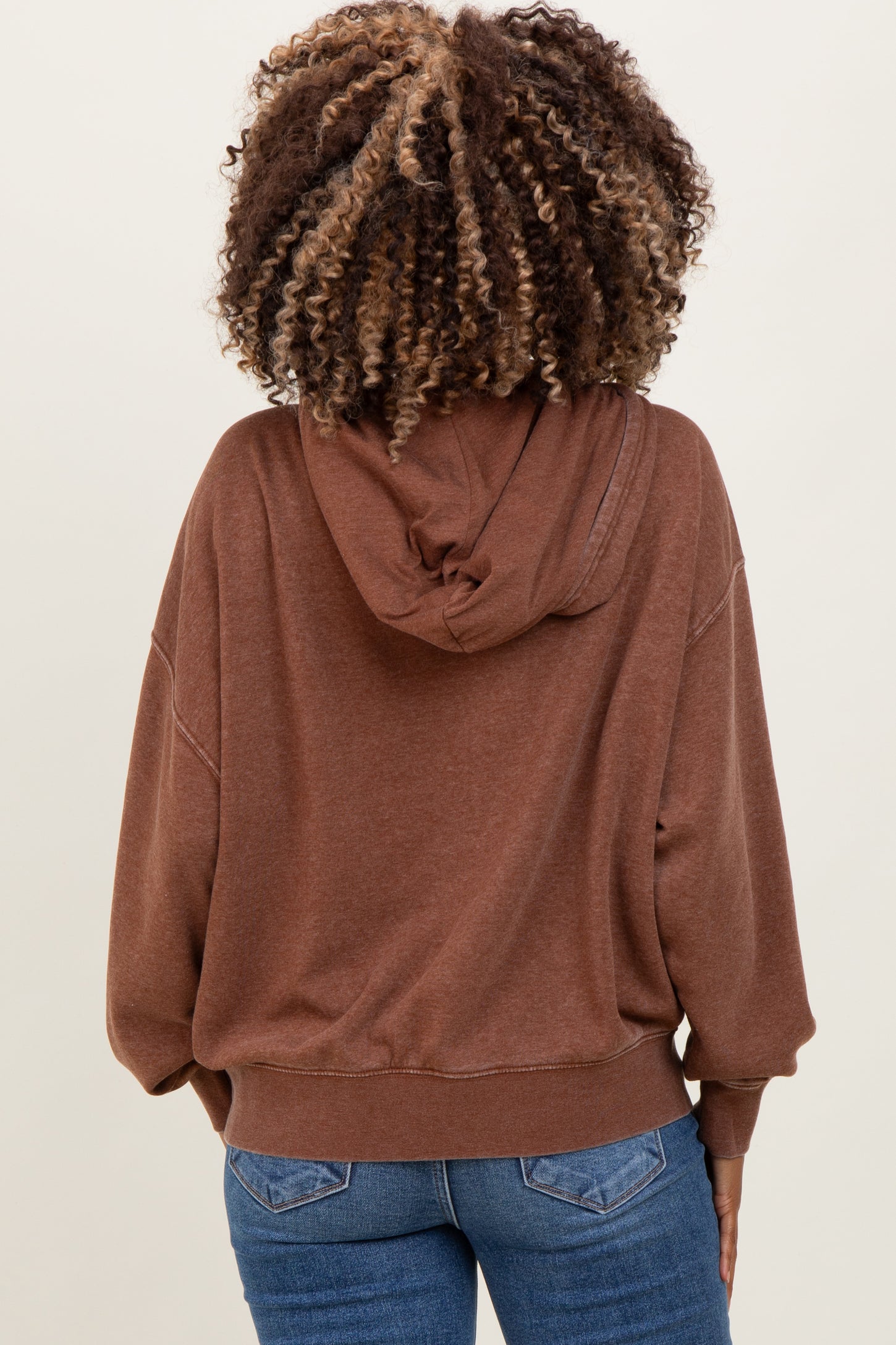 Camel Drop Shoulder Long Sleeve Oversized Maternity Hoodie