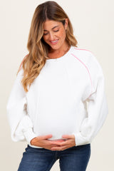 White Heather Pink Piping Accent Maternity Sweatshirt