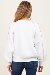 White Heather Pink Piping Accent Maternity Sweatshirt