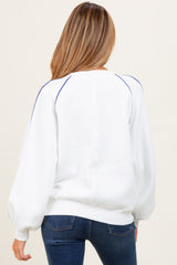 White Heather Blue Piping Accent Maternity Sweatshirt
