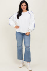 White Heather Blue Piping Accent Sweatshirt