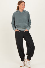 Black Brushed Knit Barrel Leg Joggers