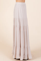 Cream Tiered Ruffle Hem Maxi Skirt