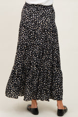 Black Floral Tiered Maternity Maxi Skirt