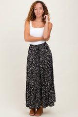 Black Floral Tiered Maxi Skirt