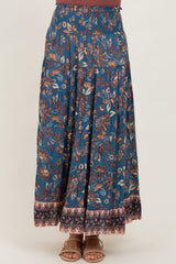 Dark Teal Smocked Waist Tiered Maxi Skirt