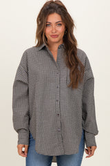 Ivory Plaid Linen Blend Maternity Button Down Shirt
