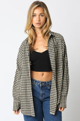 Black Gingham Maternity Button Down Shirt