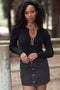 Black Ribbed Knit Cutout Tie Front Top