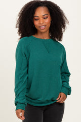 Forest Green Textured Rib Knit Pullover