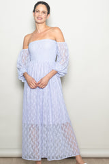 Lavender Lace Overlay Smocked Maternity Maxi Dress