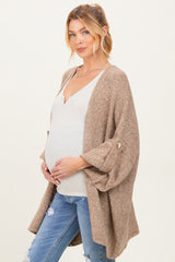 Mocha Oversized Cuffed Sleeve Maternity Cardigan