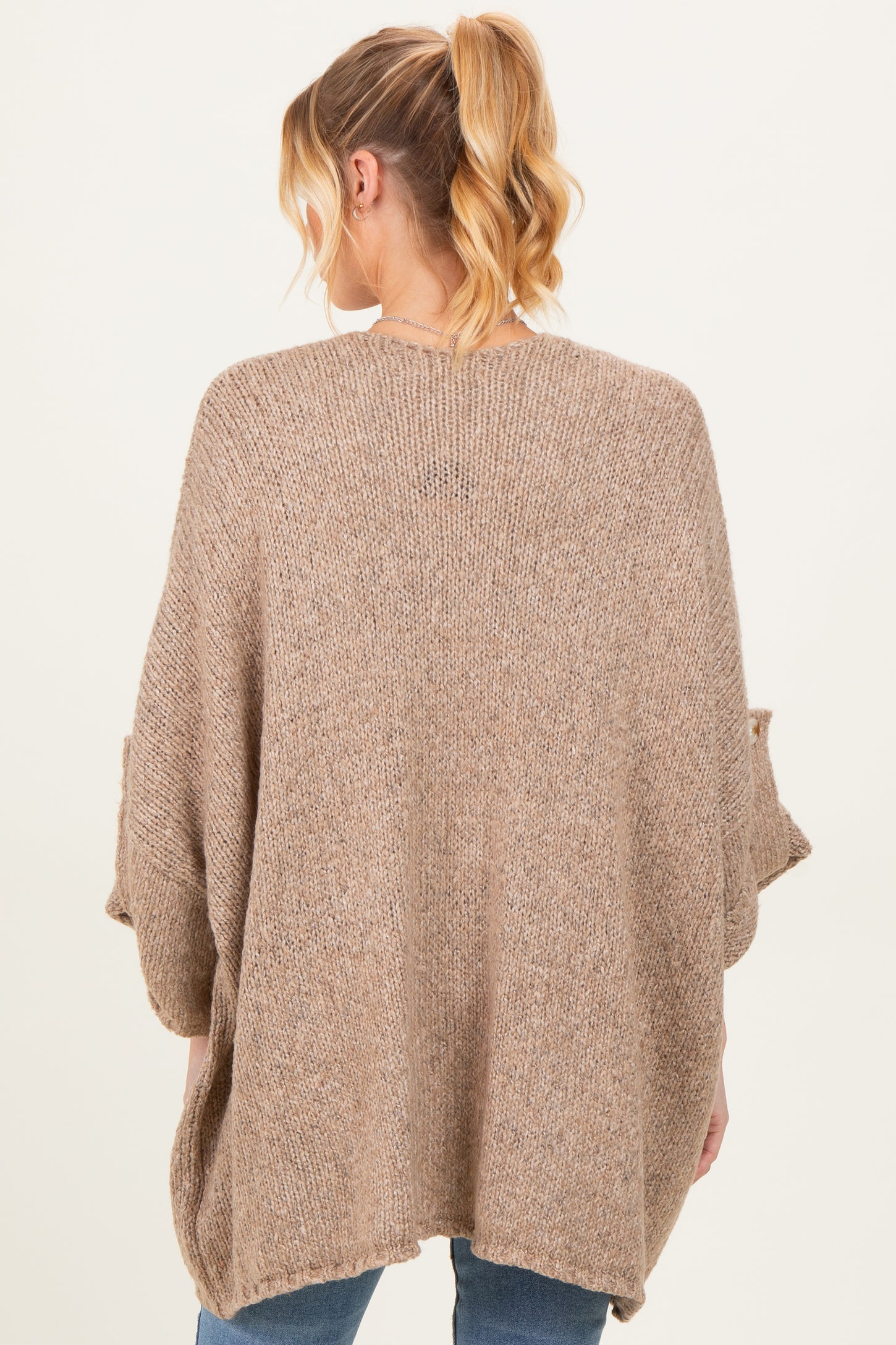 Mocha Oversized Cuffed Sleeve Maternity Cardigan