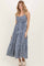 Blue Gingham Sleeveless Tiered Maxi Dress