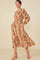 Cream Floral Fruit Smocked Waist Midi Dress