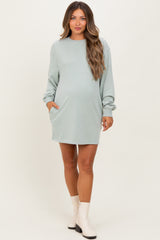 Mint Mineral Wash Oversized Maternity Sweatshirt Mini Dress