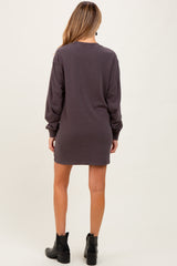 Charcoal Mineral Wash Oversized Maternity Sweatshirt Mini Dress