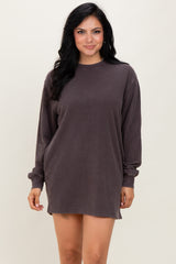 Charcoal Mineral Wash Oversized Sweatshirt Mini Dress