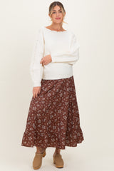 Cream Boat Neck Pointelle Detail Maternity Sweater