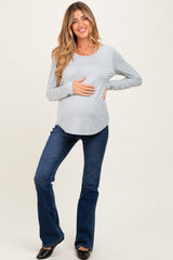 Heather Grey Inner Layer Maternity/Nursing Long Sleeve Top
