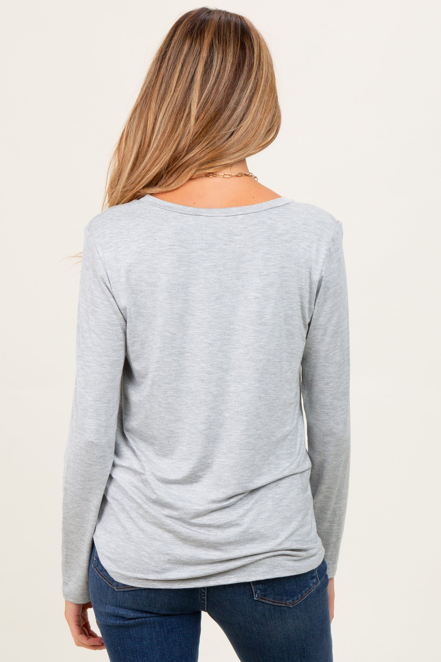 Heather Grey Inner Layer Maternity/Nursing Long Sleeve Top