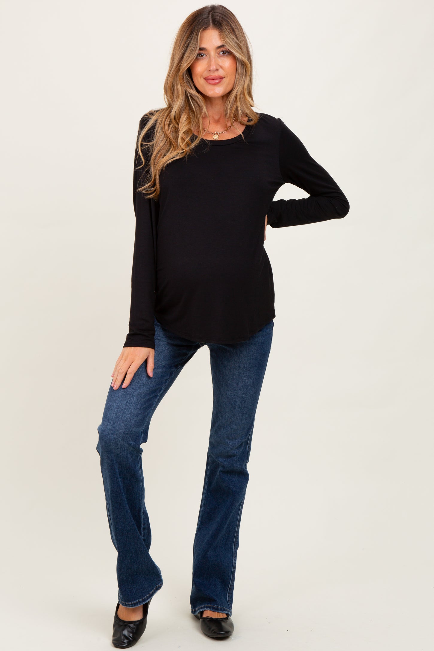 Black Inner Layer Maternity/Nursing Long Sleeve Top