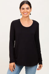 Black Inner Layer Maternity/Nursing Long Sleeve Top