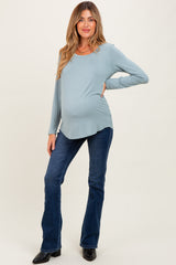 Light Olive Inner Layer Maternity/Nursing Long Sleeve Top