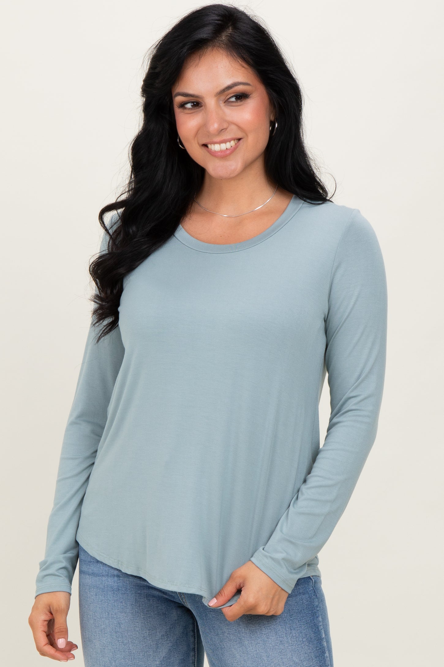 Light Olive Inner Layer Maternity/Nursing Long Sleeve Top