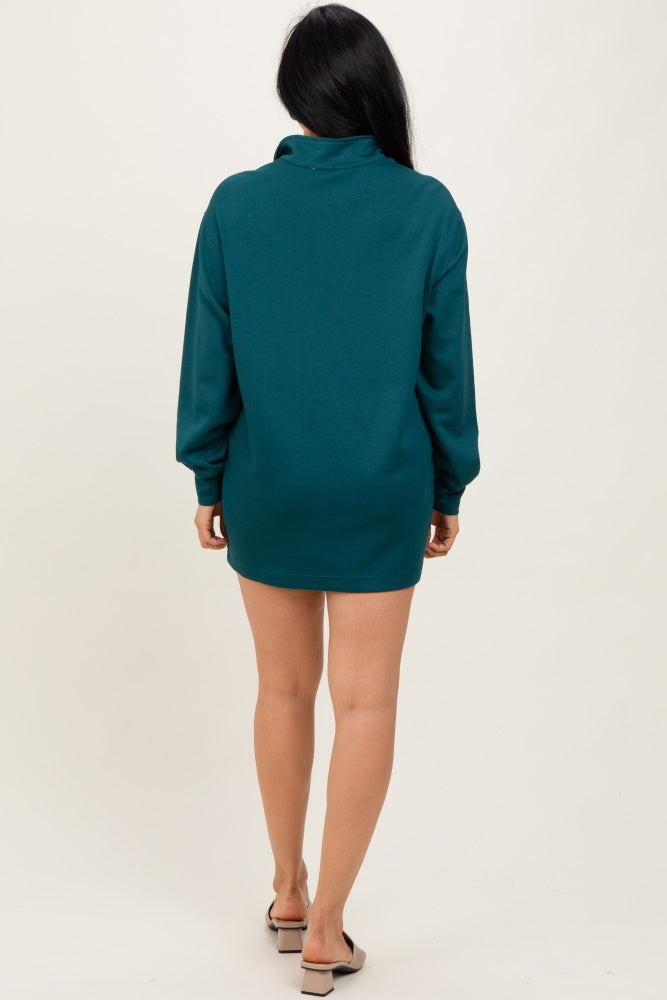Forest Green Half Zip Long Sleeve Mini Dress