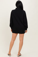 Black Half Zip Long Sleeve Mini Dress